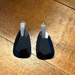 Kendra Scott Black and Silver Faceted Earrings